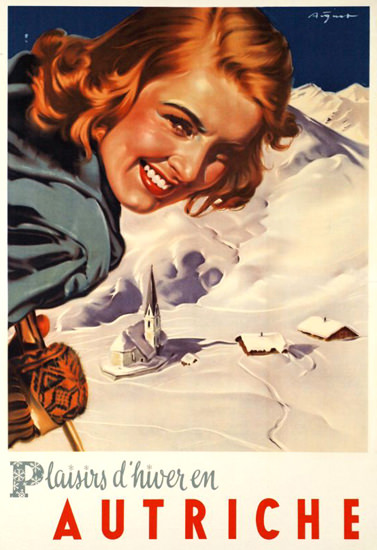 Autriche Plaisirs D Hiver 1950s Skiing Austria | Sex Appeal Vintage Ads and Covers 1891-1970