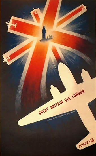 BEA Great Britain Via London Union Jack | Vintage Travel Posters 1891-1970