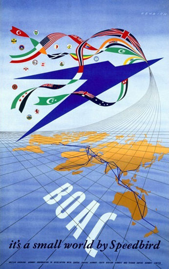 BOAC British Airline Small World By Speedbird | Vintage Travel Posters 1891-1970