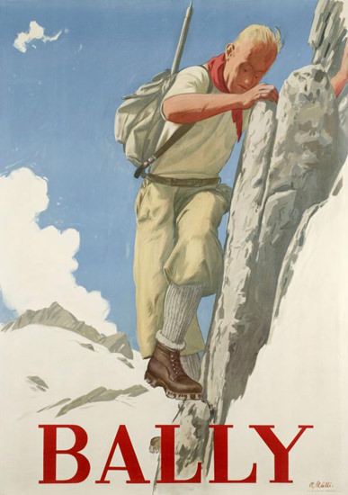 Bally Shoes Switzerland 1946 Mountain Climber | Vintage Ad and Cover Art 1891-1970
