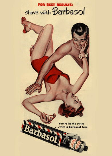 Barbasol Shaving Cream 1949 Pin-Up Girl Beach | Sex Appeal Vintage Ads and Covers 1891-1970