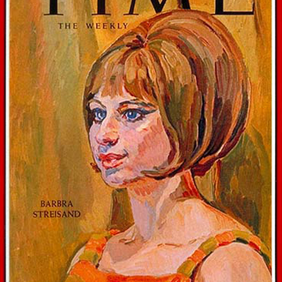 Barbra Streisand Time Magazine 1964-04 by Henry Koerner crop | Best of Vintage Cover Art 1900-1970
