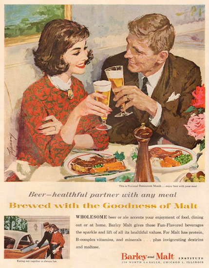 Barley And Malt Institute Beer 1959 Dinner | Vintage Ad and Cover Art 1891-1970
