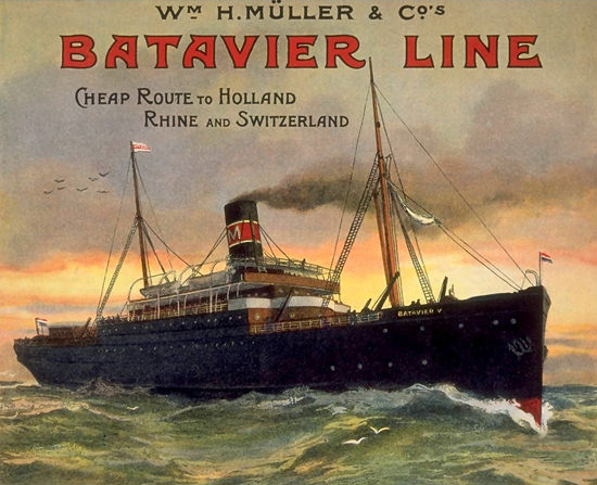 Batavier Line Holland Rhine And Switzerland | Vintage Travel Posters 1891-1970