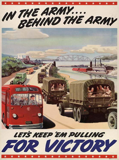 Behind The Army Lets Keep Em Pulling Victory | Vintage War Propaganda Posters 1891-1970