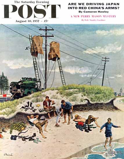 Ben Kimberly Prins Saturday Evening Post Break Time 1957_08_10 | The Saturday Evening Post Graphic Art Covers 1931-1969