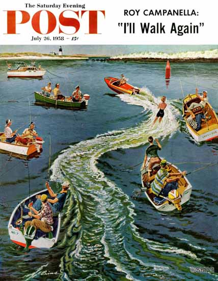 Ben Kimberly Prins Saturday Evening Post Making a Wake 1958_07_26 | Sat Eve Post 1931-69 Ben Kimberly Prins Saturday Evening Post Making a Wake 1958_07_26 | The Saturday Evening Post Graphic Art Covers 1931-1969