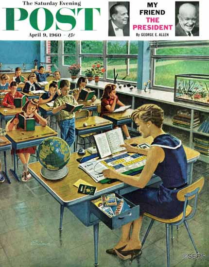 Ben Kimberly Prins Saturday Evening Post Vacation Plans 1960_04_09 | The Saturday Evening Post Graphic Art Covers 1931-1969
