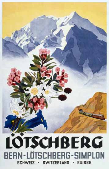 Bern Loetschberg Simplon Switzerland Suisse 1940 | Vintage Travel Posters 1891-1970