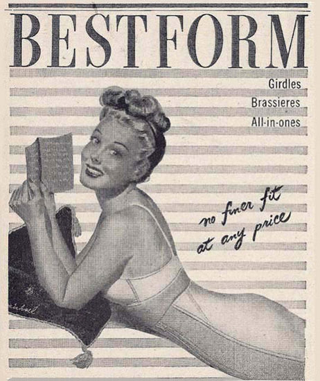 Bestform Girdles Bras All-In Ones Pin-Up Reading, Mad Men Art