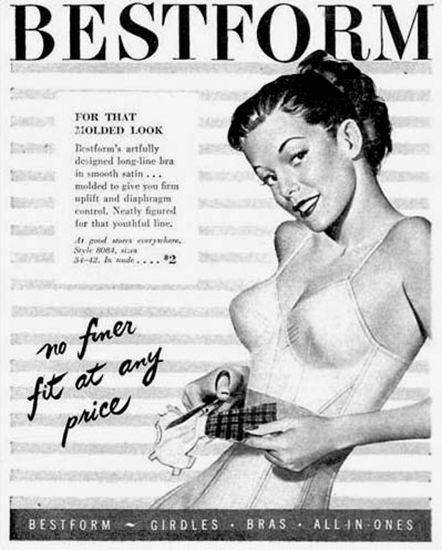 Bestform Lingerie Molded Look No Finer Fit 1947 | Sex Appeal Vintage Ads and Covers 1891-1970