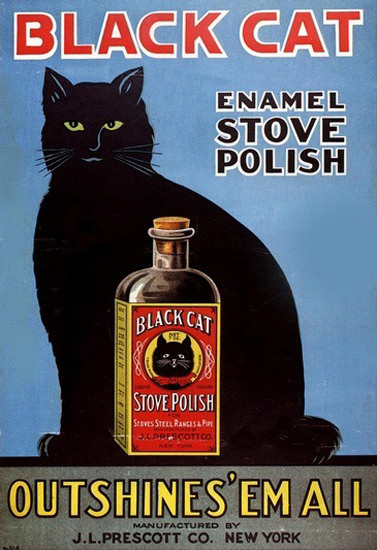 Black Cat Enamel Stove Polish J L Prescott | Vintage Ad and Cover Art 1891-1970