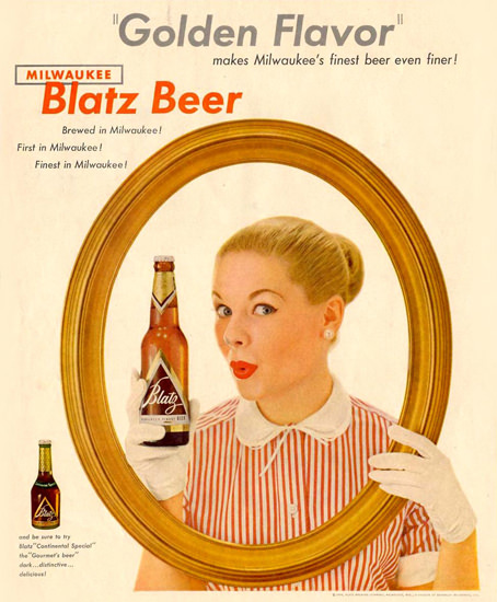 Blatz Beer Golden Flavor Mirror 1954 | Vintage Ad and Cover Art 1891-1970