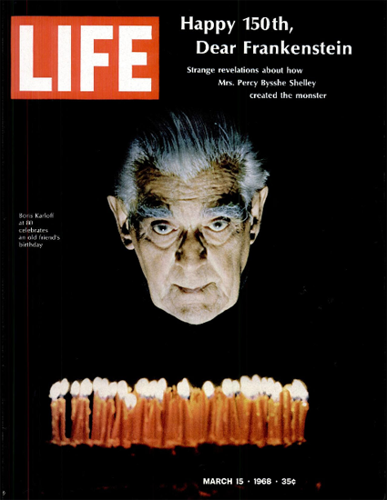 Boris Karloff Frankensteins Monster 15 Mar 1968 Copyright Life Magazine | Life Magazine Color Photo Covers 1937-1970