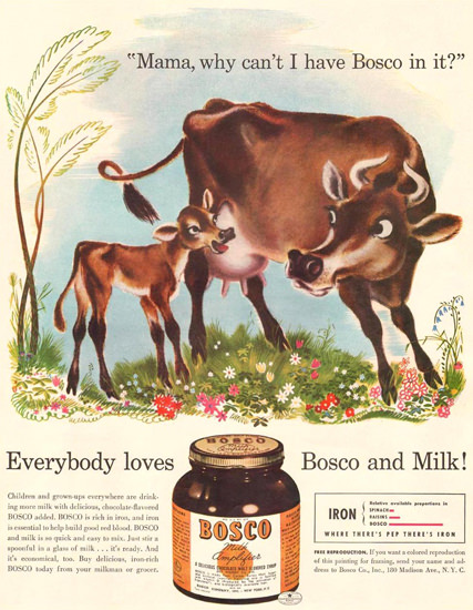 Bosco In The Milk Cow And Calf 1941 | Vintage Ad and Cover Art 1891-1970