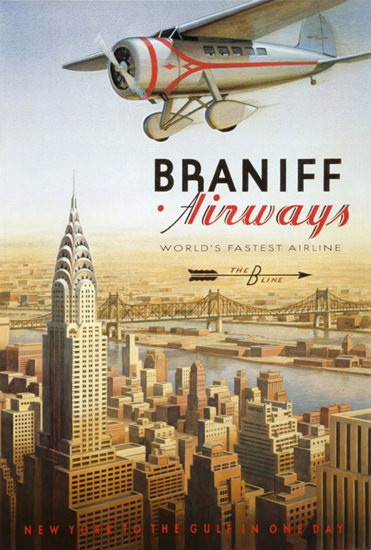 Braniff Airways Worlds Fastest Airline Gulf 1930s | Vintage Travel Posters 1891-1970