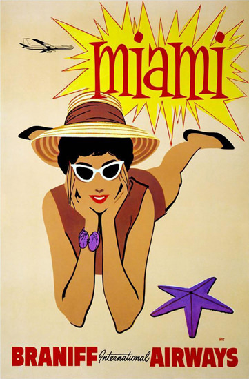 Braniff International Airways Miami 1950s | Sex Appeal Vintage Ads and Covers 1891-1970