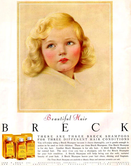 Breck Shampoo For Beautiful Hair 1952 | Vintage Ad and Cover Art 1891-1970