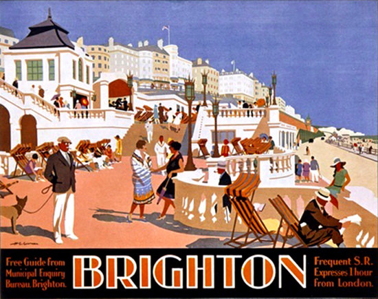 Brighton Seafront Boardwalk Expresses London | Vintage Travel Posters 1891-1970