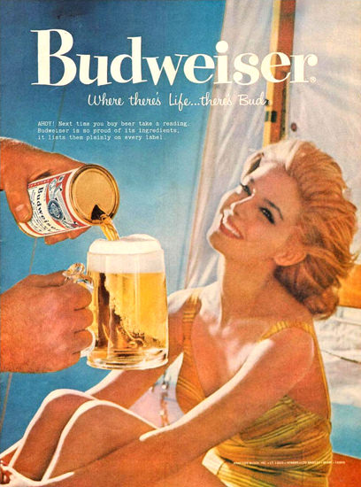 Budweiser Beer Beach Girl 1959 | Sex Appeal Vintage Ads and Covers 1891-1970