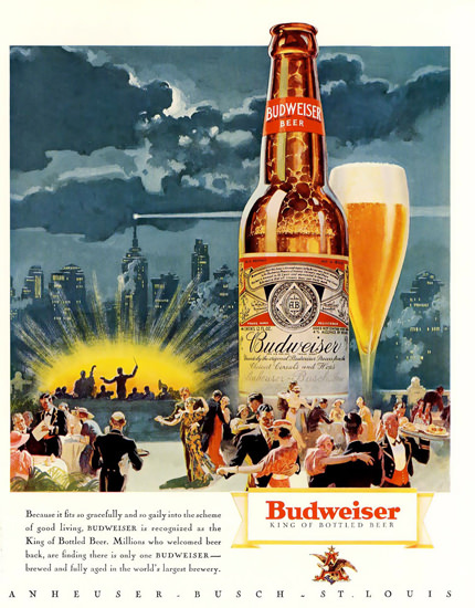 Budweiser City Skyline | Vintage Ad and Cover Art 1891-1970