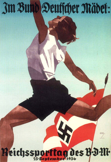 Bund Deutscher Maedel Reichssporttag 1934 | Vintage War Propaganda Posters 1891-1970