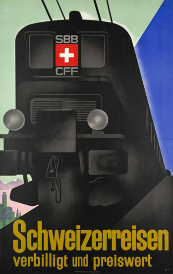 CFF SBB Schweizerreisen Switzerland  1932 | Vintage Travel Posters 1891-1970