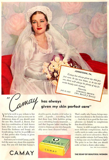 Camay Soap Bride Cornelia Brown 1936 | Sex Appeal Vintage Ads and Covers 1891-1970