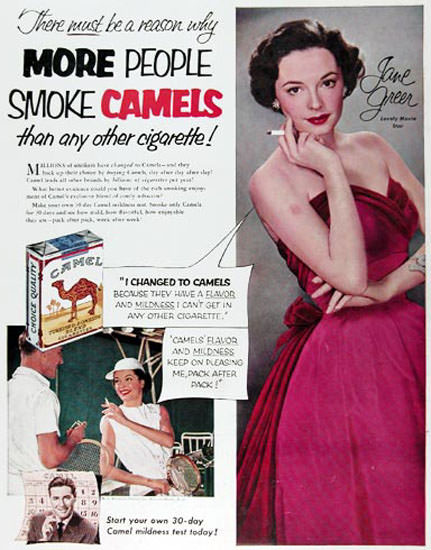 Camel Cigarettes 1953 Jane Greer Camels | Sex Appeal Vintage Ads and Covers 1891-1970