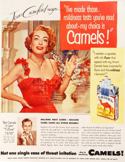 Camel Cigarettes Joan Crawford 1951 | Sex Appeal Vintage Ads and Covers 1891-1970