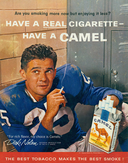 Camel Dick Nolan New York Giants NFL 1961 | Sex Appeal Vintage Ads and Covers 1891-1970