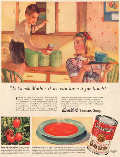 Campbells Tomato Soup Lets Ask Mother 1940 | Vintage Ad and Cover Art 1891-1970