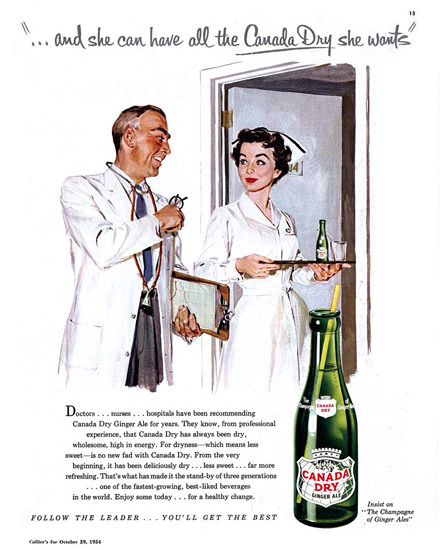 Canada Dry 1954 Hospital All She Wants | Sex Appeal Vintage Ads and Covers 1891-1970
