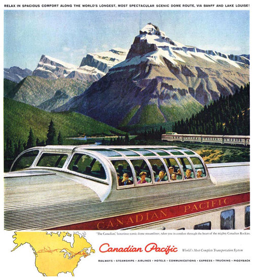 Canadian Pacific Canada Scenic Dome Train 1950 | Vintage Travel Posters 1891-1970