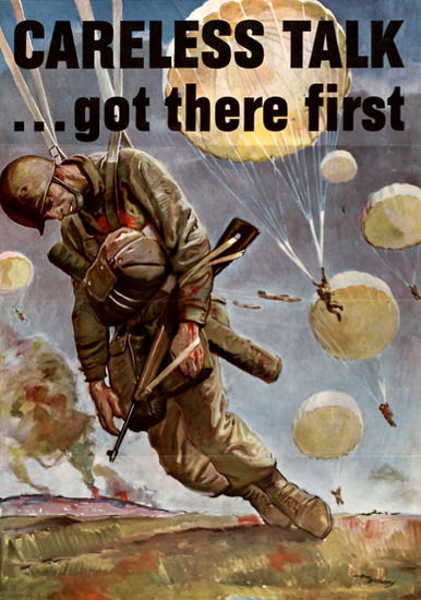 Careless Talk Got There First Dead Paratrooper | Vintage War Propaganda Posters 1891-1970