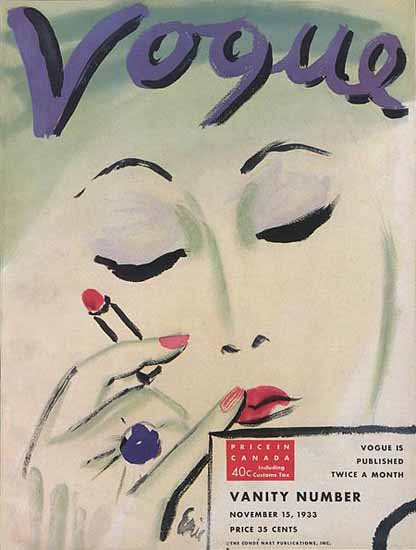 Carl Erickson Vogue Cover 1933-11-15 Copyright | Vogue Magazine Graphic Art Covers 1902-1958
