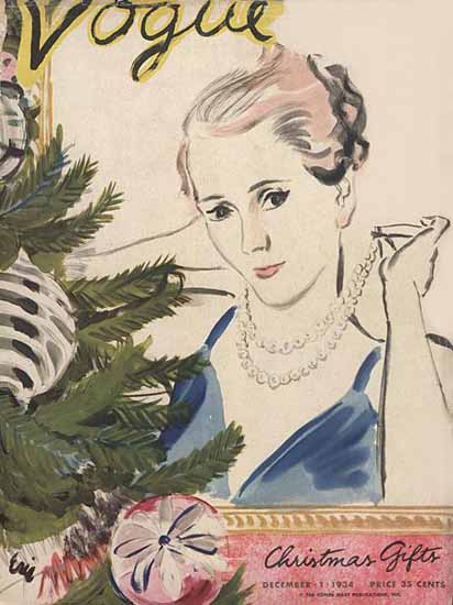 Carl Erickson Vogue Cover 1934-12-01 Copyright | Vogue Magazine Graphic Art Covers 1902-1958