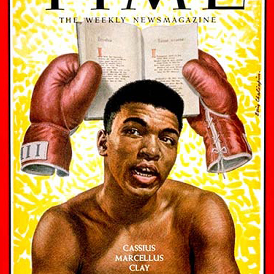 Cassius Clay Time Magazine 1963-03 by Boris Chaliapin crop | Best of Vintage Cover Art 1900-1970