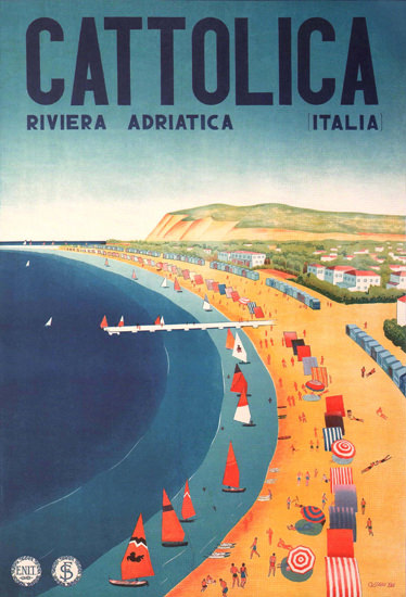 Cattolica Riviera Adriatica Beach Italy Italia | Vintage Travel Posters 1891-1970