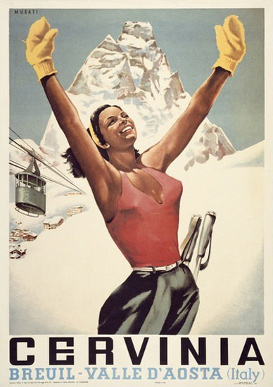 Cervinia Breuil Valle D Aosta Italy Skiing Girl | Sex Appeal Vintage Ads and Covers 1891-1970