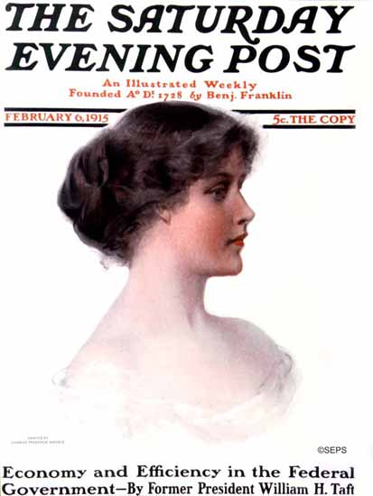 Charles Frederick Naegele Saturday Evening Post Cover Art 1915_02_06 | The Saturday Evening Post Graphic Art Covers 1892-1930