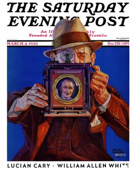 Charles Hargens Saturday Evening Post Box Camera 1933_03_04 | The Saturday Evening Post Graphic Art Covers 1931-1969
