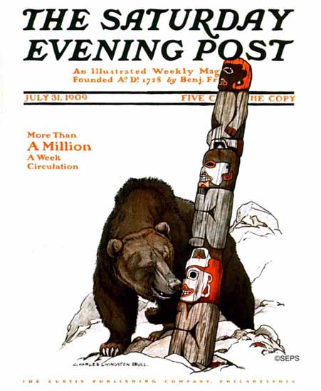 Charles Livingston Bull Saturday Evening Post Cover Art 1909_07_31 | The Saturday Evening Post Graphic Art Covers 1892-1930