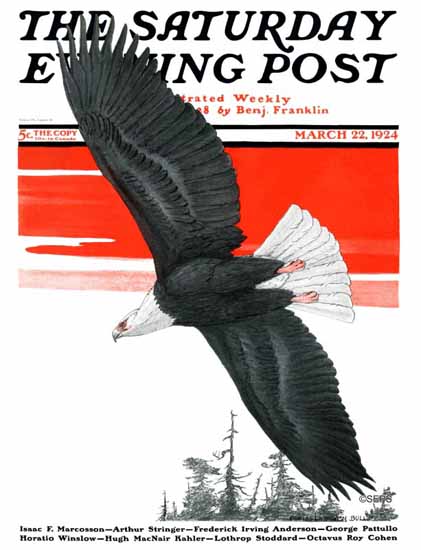 Charles Livingston Bull Saturday Evening Post The Eagle 1924_03_22 | The Saturday Evening Post Graphic Art Covers 1892-1930