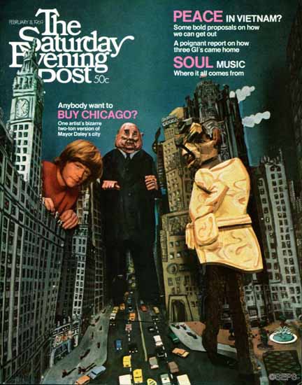 Charles Moore Saturday Evening Post Want to Buy Chicago 1969_02_08 | The Saturday Evening Post Graphic Art Covers 1931-1969