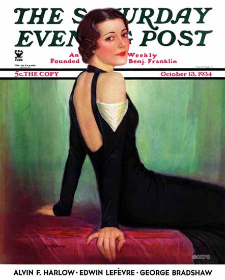 Charles W Dennis Saturday Evening Post Svelte in Black 1934_10_13 | The Saturday Evening Post Graphic Art Covers 1931-1969