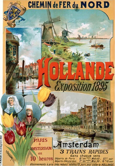 Chemin De Fer Du Nord Hollande Exposition 1895 | Vintage Travel Posters 1891-1970