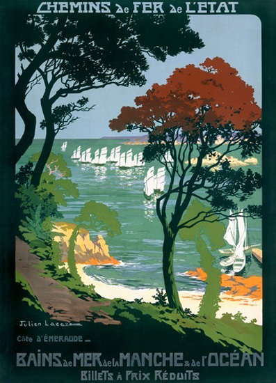 Chemins De Fer De L Etat La Mer Julien Lacaze | Vintage Travel Posters 1891-1970