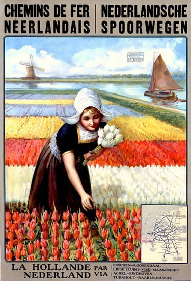 Chemins De Fer Neerlandais Netherlands Tulips | Vintage Travel Posters 1891-1970