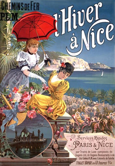 Chemins De Fer PLM L Hiver Nice Service Rapid | Vintage Travel Posters 1891-1970
